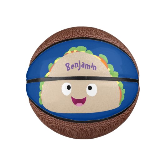 Cute happy glimlach taco cartoon illustratie basketbal (Voorkant)