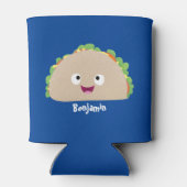 Cute happy glimlach taco cartoon illustratie blikjeskoeler (Achterkant)