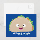 Cute happy glimlach taco cartoon illustratie briefkaart (Voorkant / Achterkant)