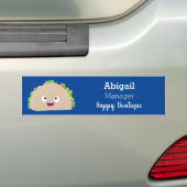 Cute happy glimlach taco cartoon illustratie bumpersticker (Op auto)