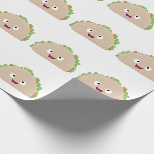 Cute happy glimlach taco cartoon illustratie cadeaupapier (Hoek)