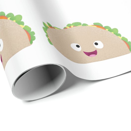 Cute happy glimlach taco cartoon illustratie cadeaupapier (Rol Hoek)