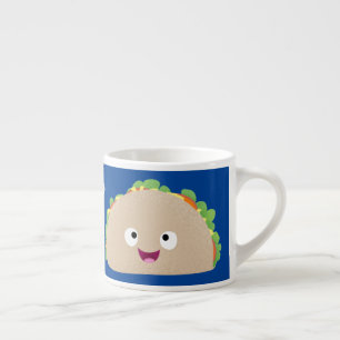 Cute happy glimlach taco cartoon illustratie espresso kop
