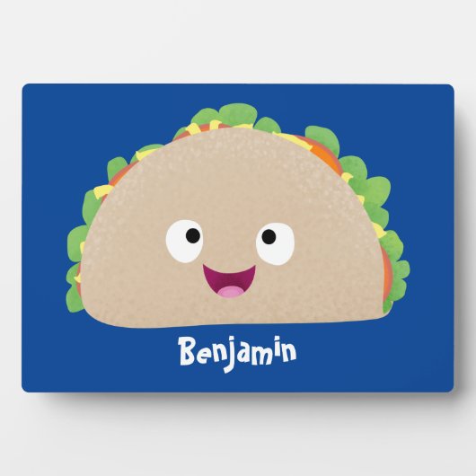 Cute happy glimlach taco cartoon illustratie fotoplaat (voorkant)