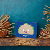 Cute happy glimlach taco cartoon illustratie fotoplaat (Zijkant)
