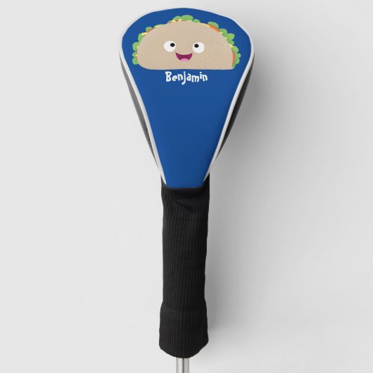 Cute happy glimlach taco cartoon illustratie golfheadcover (Voorkant)