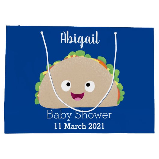 Cute happy glimlach taco cartoon illustratie groot cadeauzakje (Achterkant)