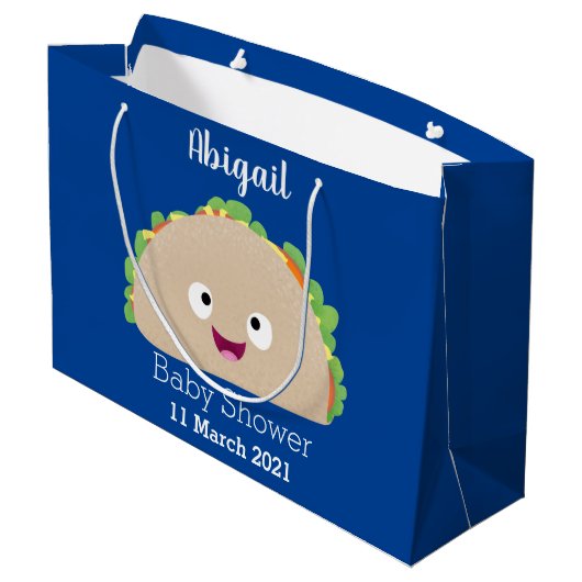 Cute happy glimlach taco cartoon illustratie groot cadeauzakje (Achterkant Gekanteld)
