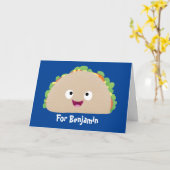 Cute happy glimlach taco cartoon illustratie kaart (Gele Bloem)
