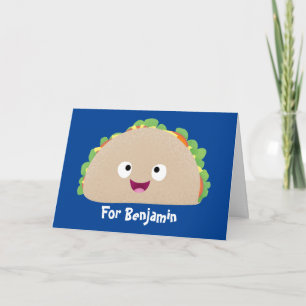 Cute happy glimlach taco cartoon illustratie kaart