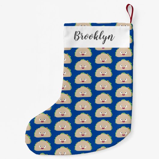 Cute happy glimlach taco cartoon illustratie kleine kerstsok (Achterkant)