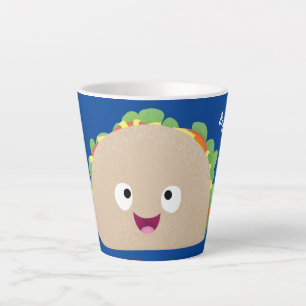 Cute happy glimlach taco cartoon illustratie latte mok