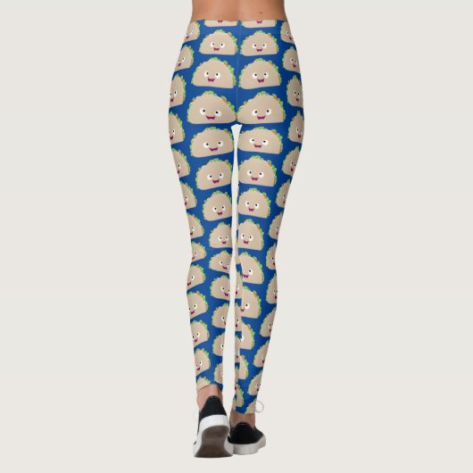 Cute happy glimlach taco cartoon illustratie leggings (Achterkant)