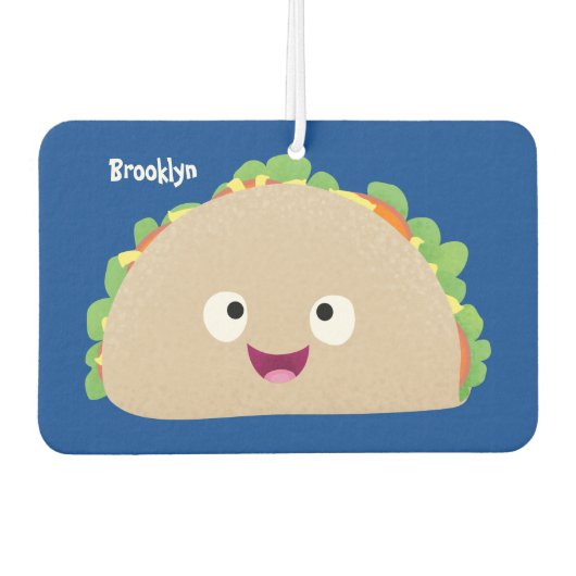 Cute happy glimlach taco cartoon illustratie luchtverfrisser (Voorkant)