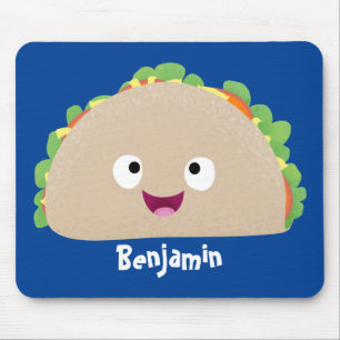 Cute happy glimlach taco cartoon illustratie muismat
