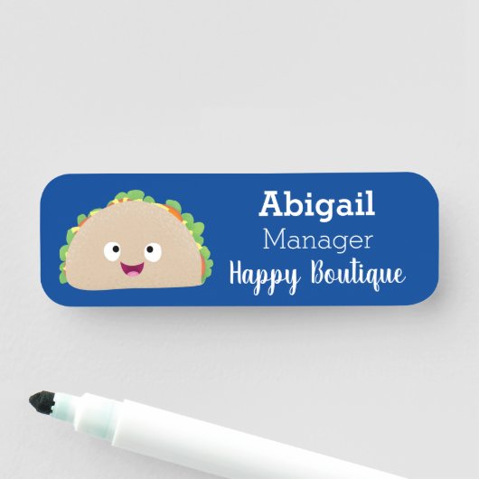 Cute happy glimlach taco cartoon illustratie naamplaatje (In situ)