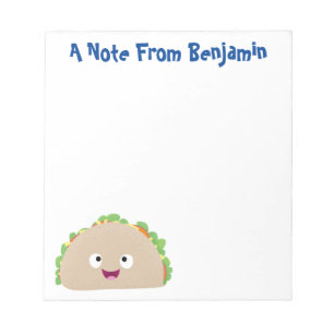 Cute happy glimlach taco cartoon illustratie notitieblok