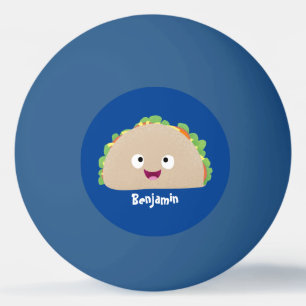 Cute happy glimlach taco cartoon illustratie pingpongbal