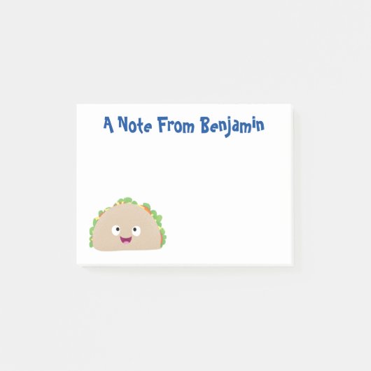 Cute happy glimlach taco cartoon illustratie post-it® notes (Voorkant)