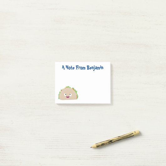 Cute happy glimlach taco cartoon illustratie post-it® notes (Op bureau)