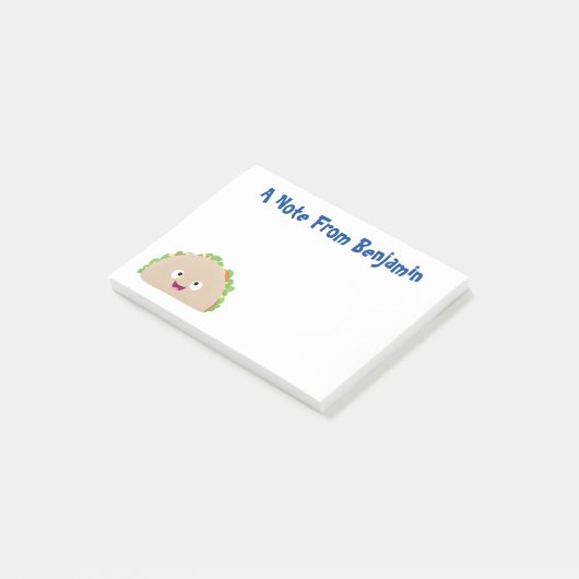 Cute happy glimlach taco cartoon illustratie post-it® notes (Schuin)