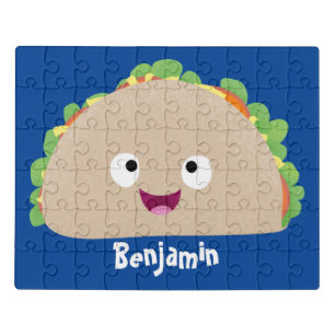 Cute happy glimlach taco cartoon illustratie puzzel