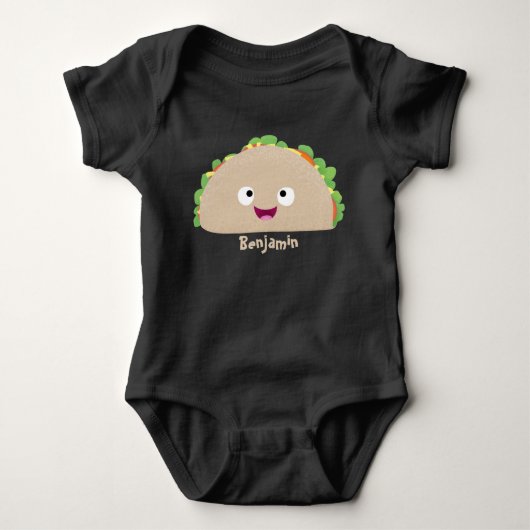 Cute happy glimlach taco cartoon illustratie romper (Voorkant)