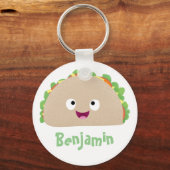 Cute happy glimlach taco cartoon illustratie sleutelhanger (Voorkant)