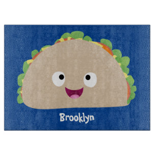 Cute happy glimlach taco cartoon illustratie snijplank
