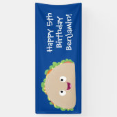 Cute happy glimlach taco cartoon illustratie spandoek (Verticaal)