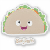 Cute happy glimlach taco cartoon illustratie sticker (Voorkant)