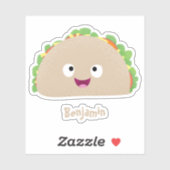 Cute happy glimlach taco cartoon illustratie sticker (Vel)