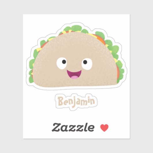 Cute happy glimlach taco cartoon illustratie sticker (Vel)