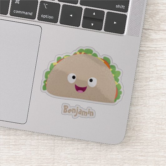 Cute happy glimlach taco cartoon illustratie sticker (Detail)