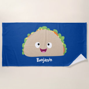 Cute happy glimlach taco cartoon illustratie strandlaken