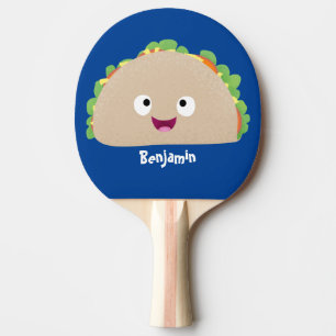 Cute happy glimlach taco cartoon illustratie tafeltennisbatje