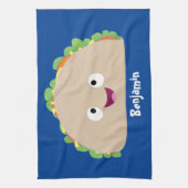 Cute happy glimlach taco cartoon illustratie theedoek (Verticaal)