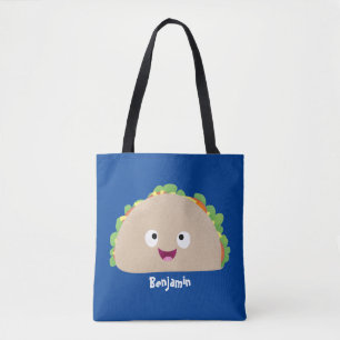 Cute happy glimlach taco cartoon illustratie tote bag