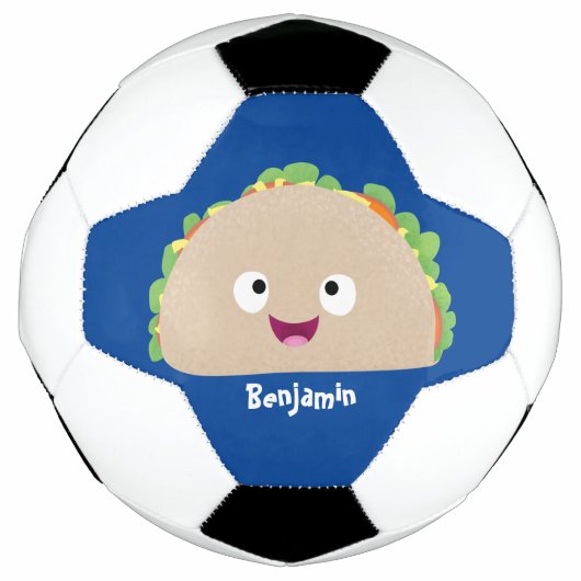 Cute happy glimlach taco cartoon illustratie voetbal (Voorkant)