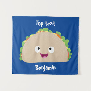 Cute happy glimlach taco cartoon illustratie wandkleed