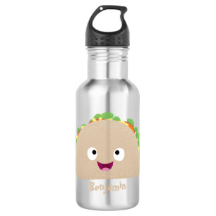 Cute happy glimlach taco cartoon illustratie waterfles 