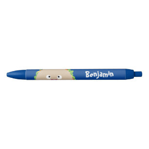 Cute happy glimlach taco cartoon illustratie zwarte inkt pen