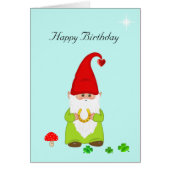 Cute Happy Gnome met Hoefijzer Birthday (Voorkant)