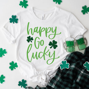 Cute Happy Go Lucky Green Typografie T-shirt