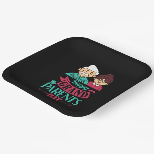 Cute Happy Grandouders Day word art Papieren Bordje (Gebogen)