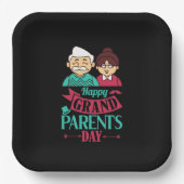 Cute Happy Grandouders Day word art Papieren Bordje (Voorkant)