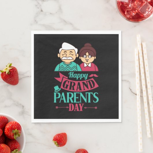 Cute Happy Grandouders Day word art Servet (Insitu)