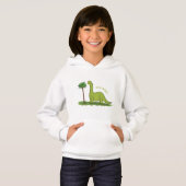 Cute happy green brontosaurus dinosaur cartoon (Voorkant volledig)