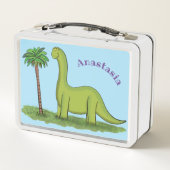 Cute happy green brontosaurus dinosaur cartoon (Achterkant)