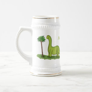 Cute happy green brontosaurus dinosaur cartoon bierpul